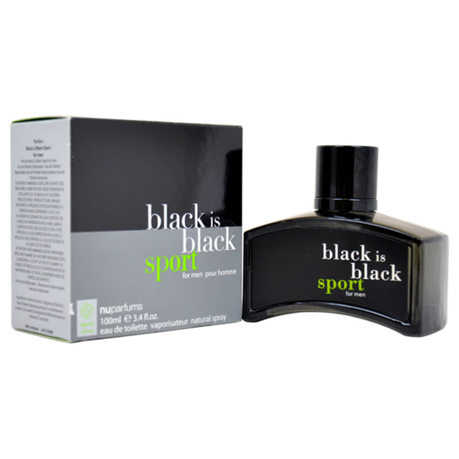 Nu Parfums Mens Black Is Black Sport EDT Spray 3.4 oz Fragrances 875990000985