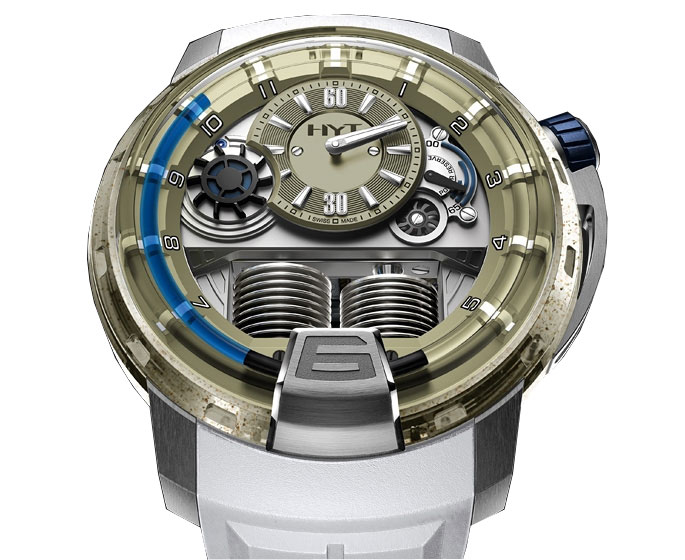 HYT H1 Sand Barth White Rubber Mens Watch 148-NS-11-BF-RB