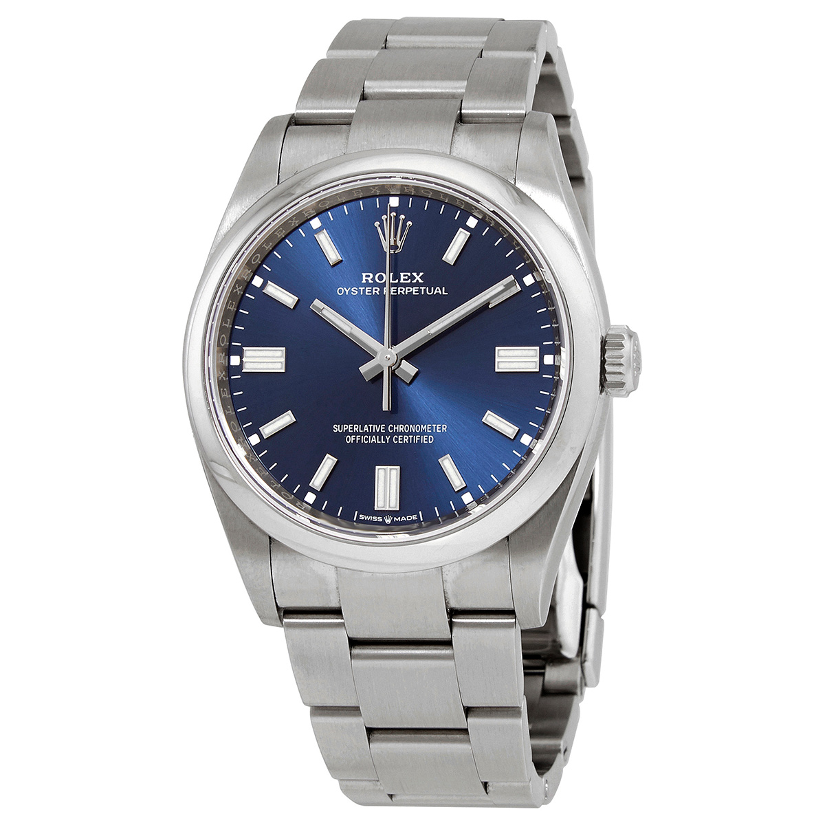 Preowned Rolex Oyster Perpetual Automatic Chronometer Blue Dial Mens Watch 126000BLSO