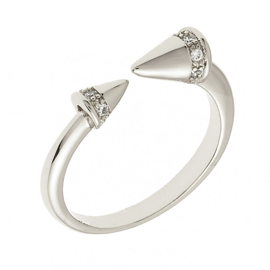 Sole du Soleil Lupine Collection Women's 18k WG Plated Spike Fashion Ring Size 6