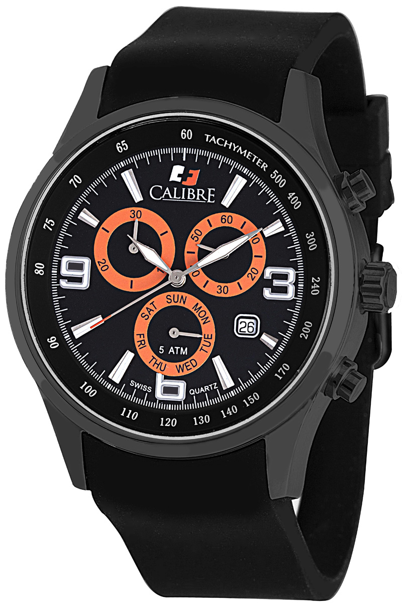 Calibre Mauler Black Dial Chronograph Black Rubber Mens Watch SC-4M1-13-007