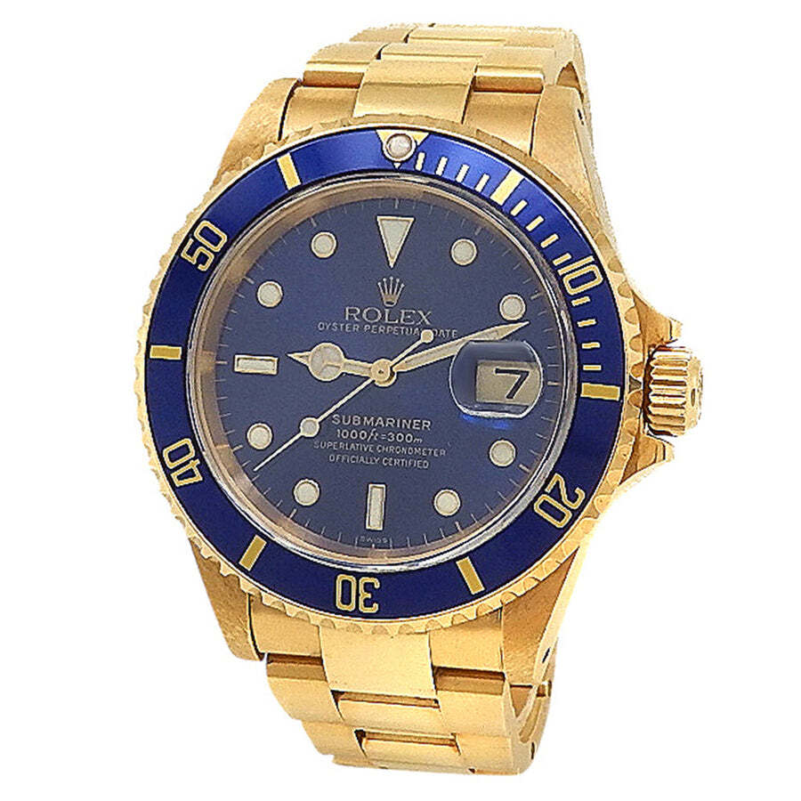 Preowned Rolex Submariner Automatic Chronometer Blue Dial Mens Watch 16618 BLSO