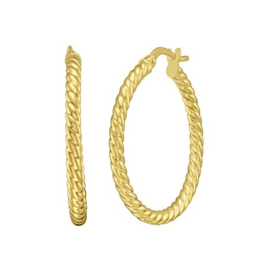 Tresorra 14K Yellow Gold Twisted Medium Hoop Earrings