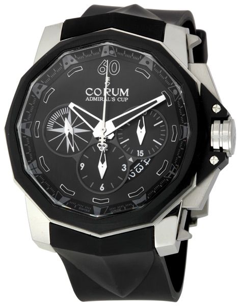 Pre-owned Corum Admirals Cup Chronograph 48 Chronograph Black Textured Dial Mens Watch 753935060371 AN52 5800$