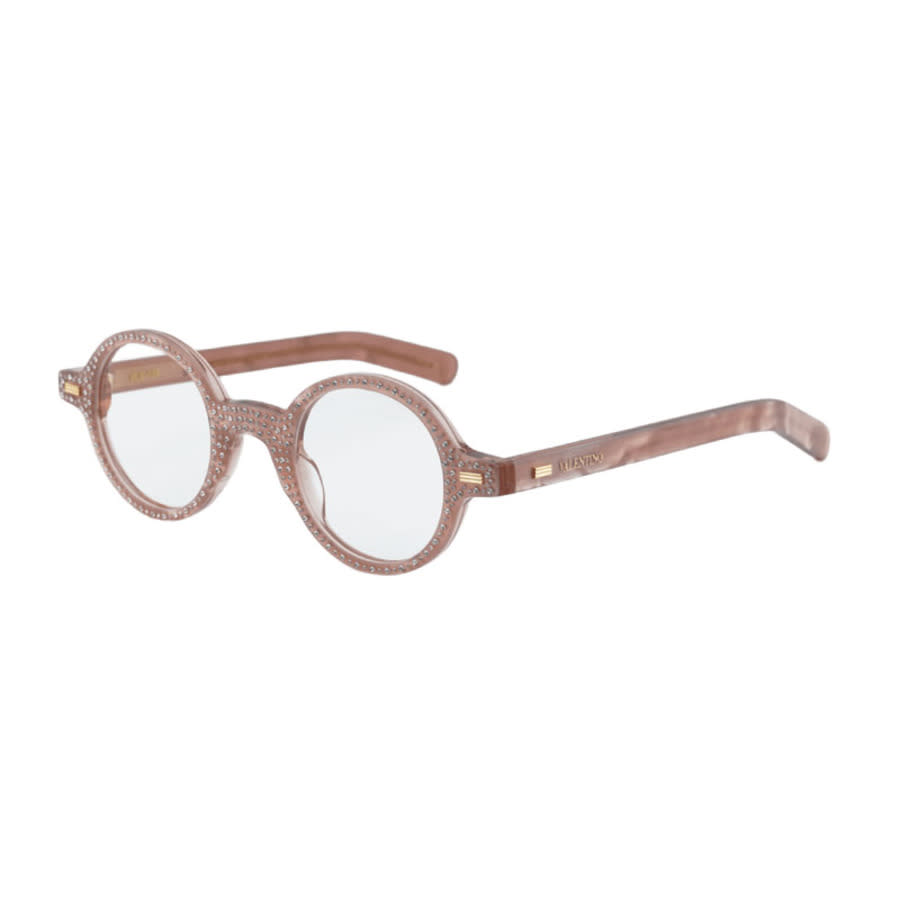 Valentino VLX-185B Round Full Rim with Beaded Frame Eyeglasses — Pink
