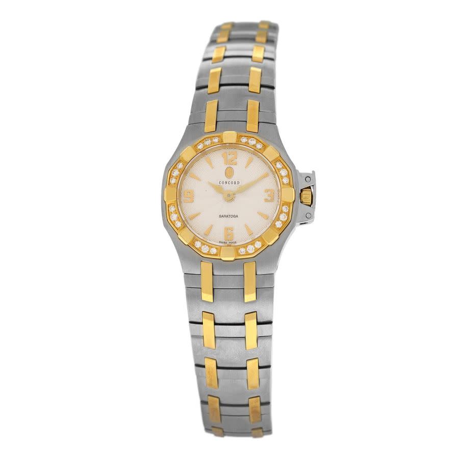 Pre-owned Concord Saratoga Quartz Diamond White Dial Ladies Watch 16.25.1833S