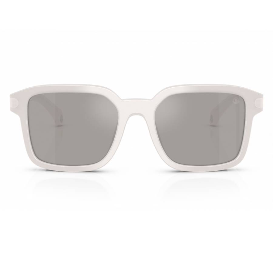 Moncler Unisex Sunglass Quaderna -  Frame color: Grey Ice, Lens color: Light Grey Mirror Silver
