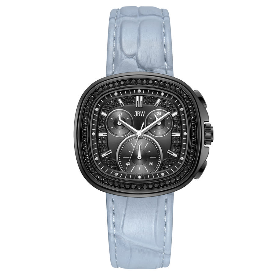 JBW Coast Leather Chronograph GMT Quartz Diamond Black Dial Mens Watch J6415E