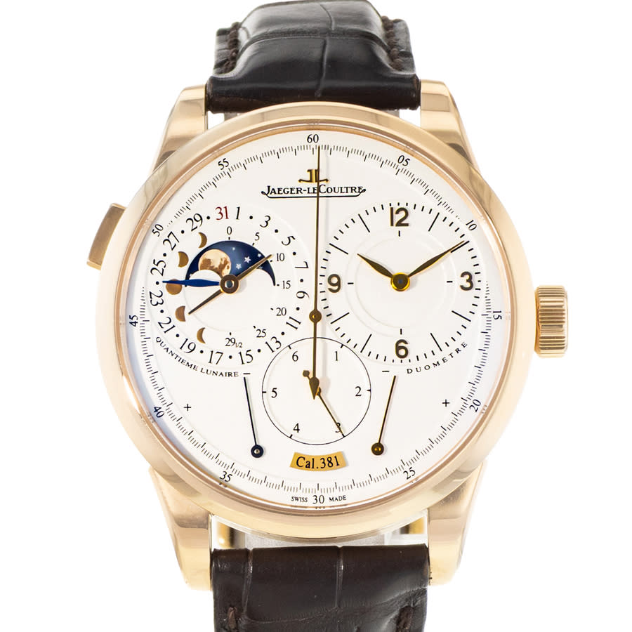 Pre-owned Jaeger-LeCoultre Duometre Hand Wind Moon Phase Silver Dial Mens Watch Q6042421