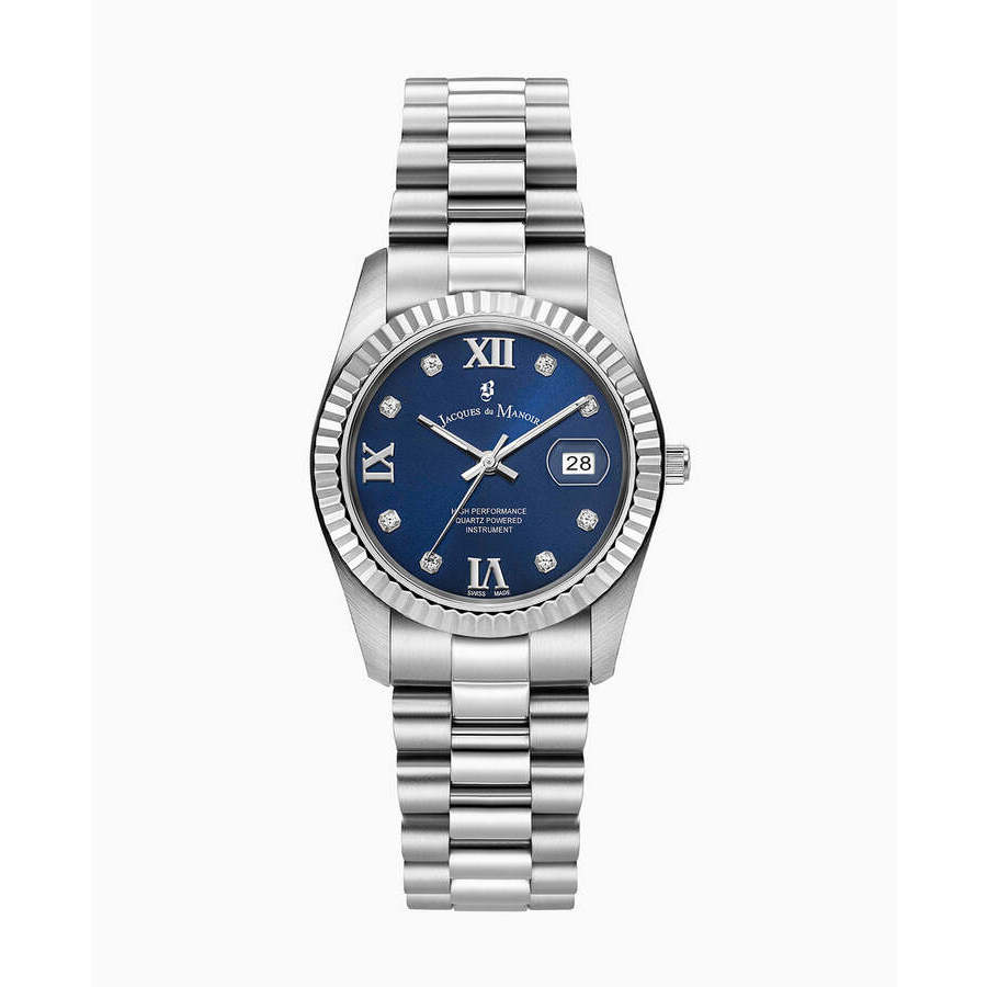 Jacques Du Manoir Inspiration Roman Diamond Blue Dial Ladies Watch JWL01307