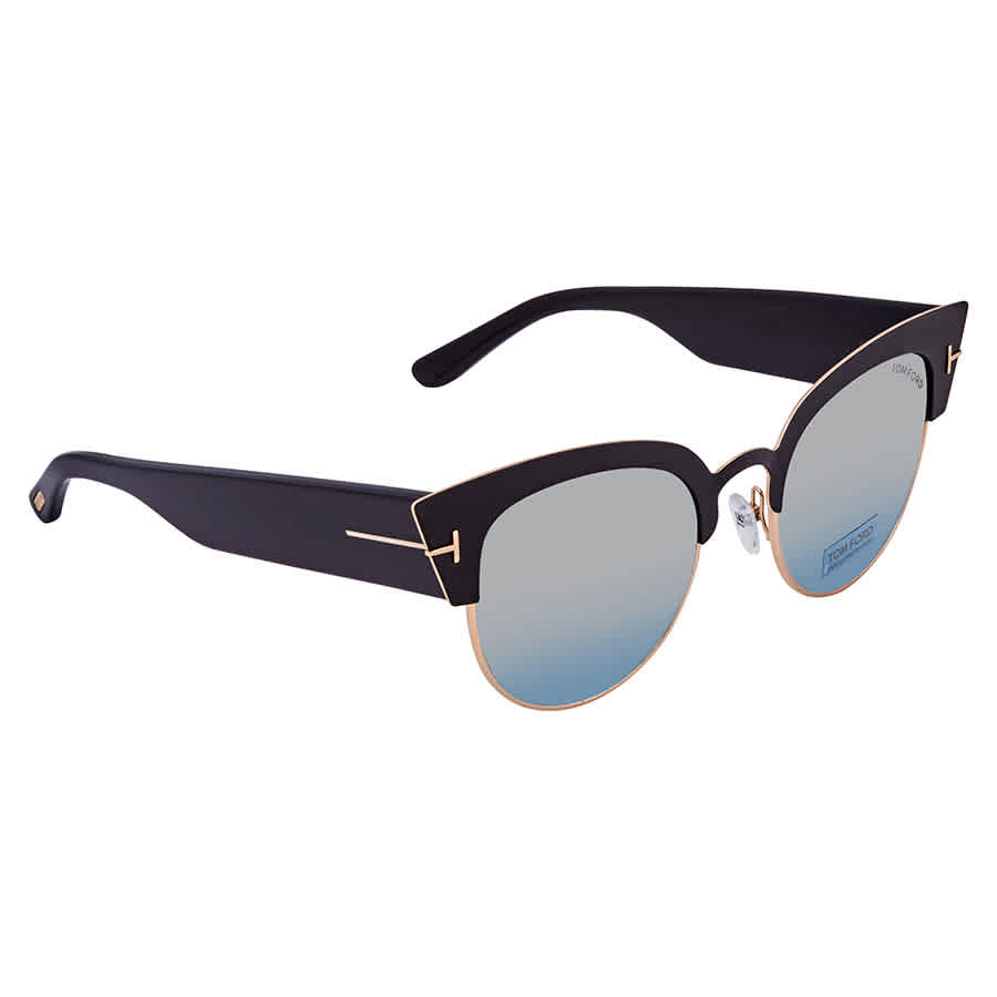 Tom Ford Alexandra Blue Mirror Cat Eye Ladies Sunglasses Ft0607 05x 51 In  Black,blue | ModeSens