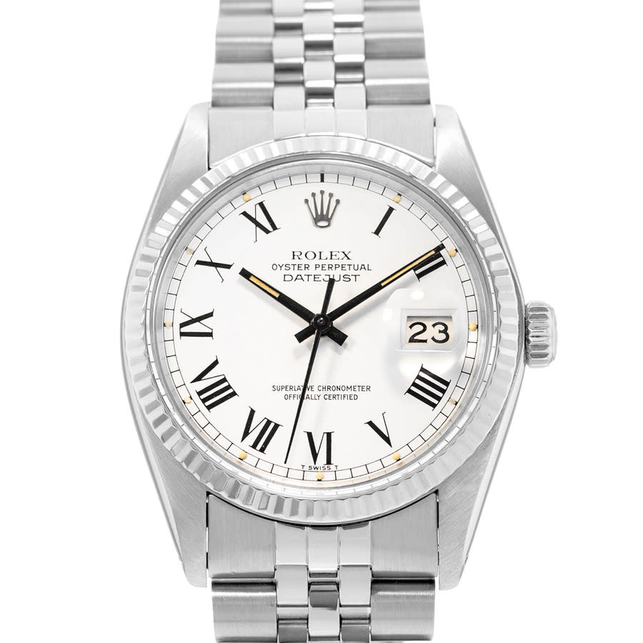 preowned rolex datejust 36 automatic chronometer white dial mens watch 16014 wrj