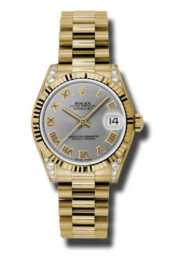 Rolex Datejust Lady 31 Grey Dial 18K Yellow Gold President Automatic Ladies Watch 178238GRP 25385$