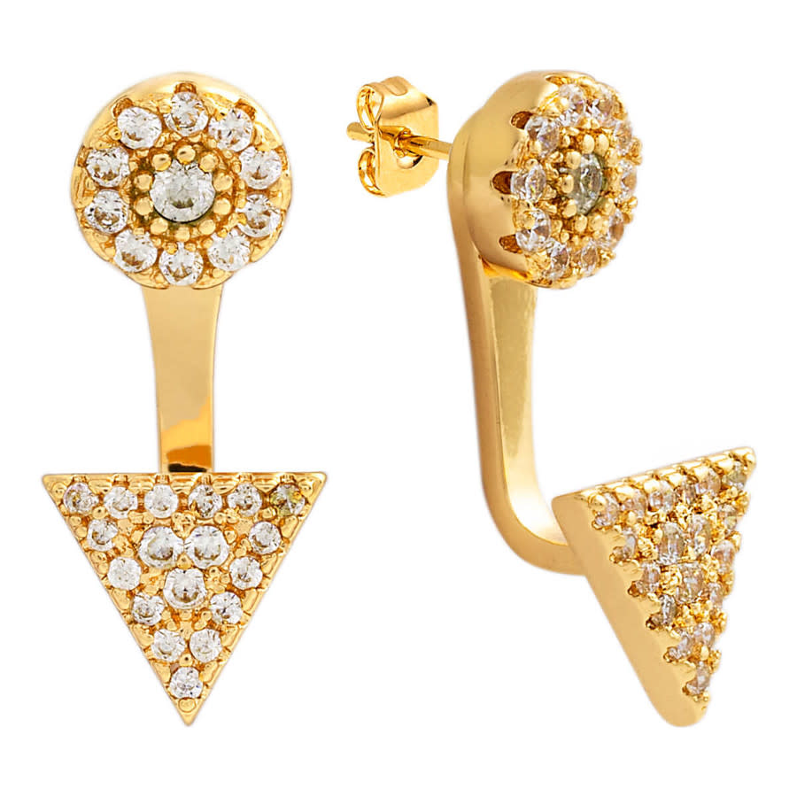 Sole du Soleil Lupine Collection Women's 18k YG Plated Geometric Ear Jacket Fashion Earrings
