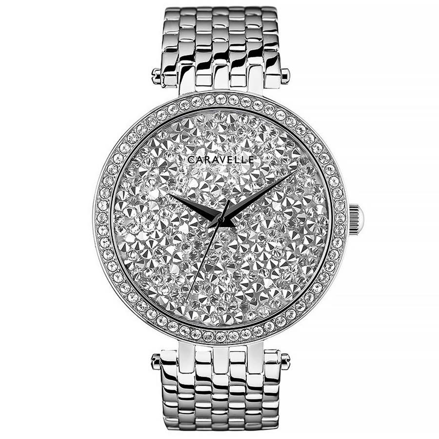 Caravelle Crystal Quartz Silver Dial Ladies Watch 43L206