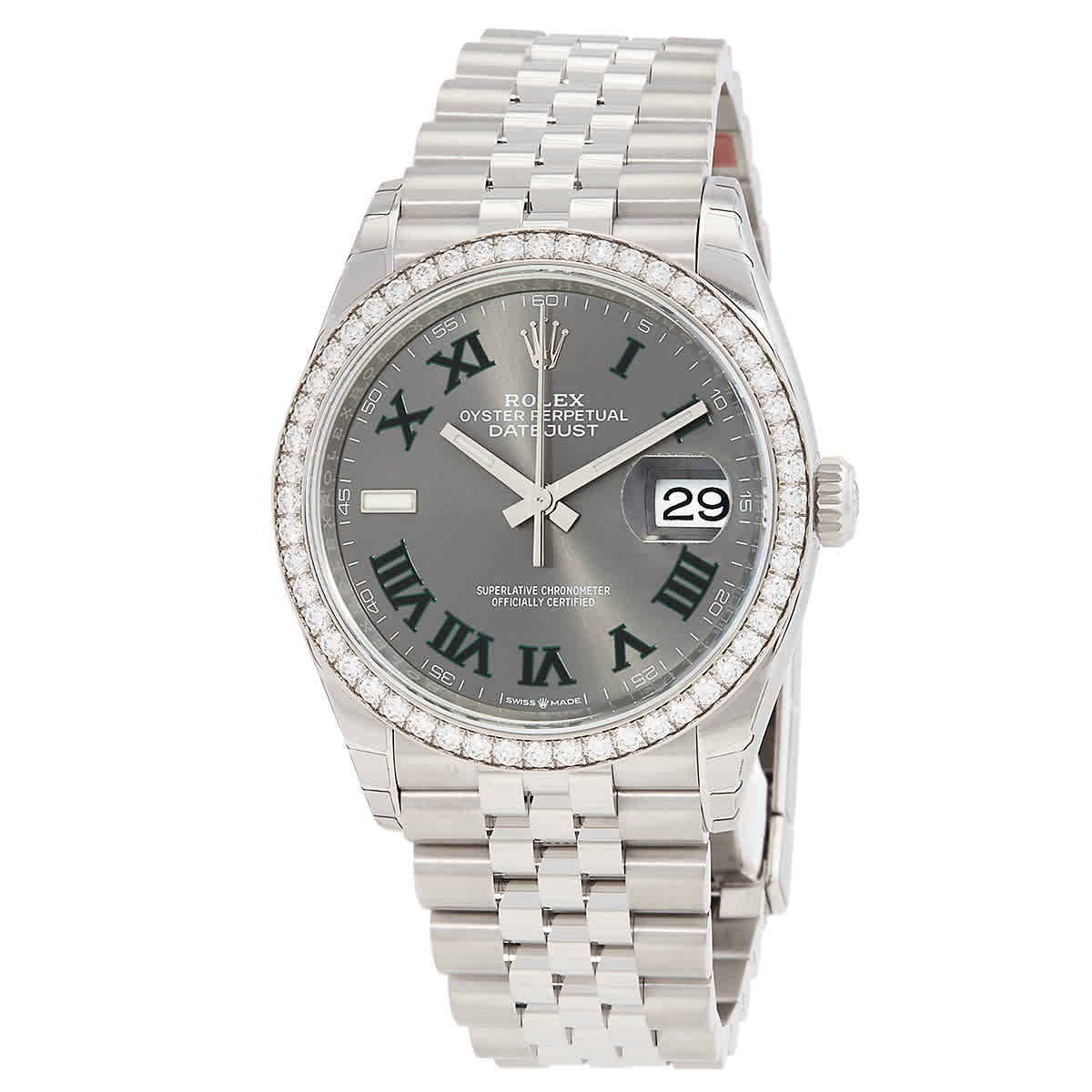 Rolex Datejust 36 Automatic Chronometer Diamond Grey Dial Watch 126284GYRJ