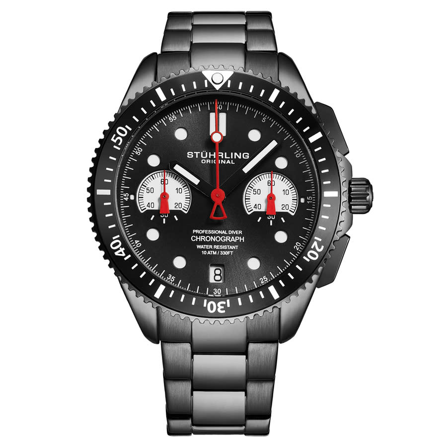 Stuhrling Original Monaco Chronograph Quartz Black Dial Mens Watch M17170 130$