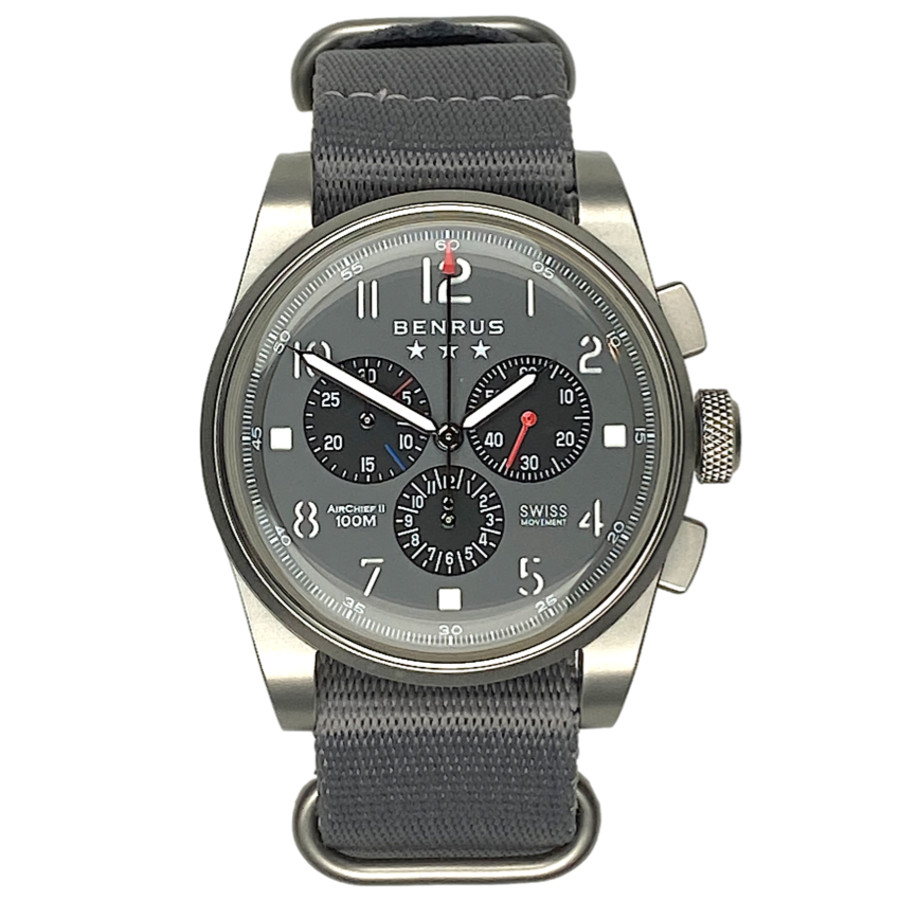 Benrus Air Chief II Chronograph Quartz Grey Dial Mens Watch AC4-SB-G-NG
