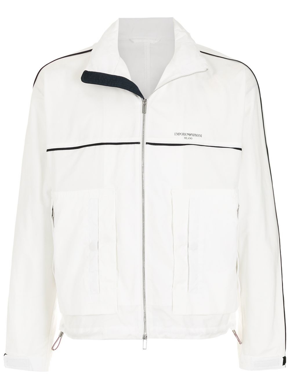 Emporio Armani White Nylon Full Zip Logo Blouson Jacket, Brand Size 54 (us  Size 44) | ModeSens