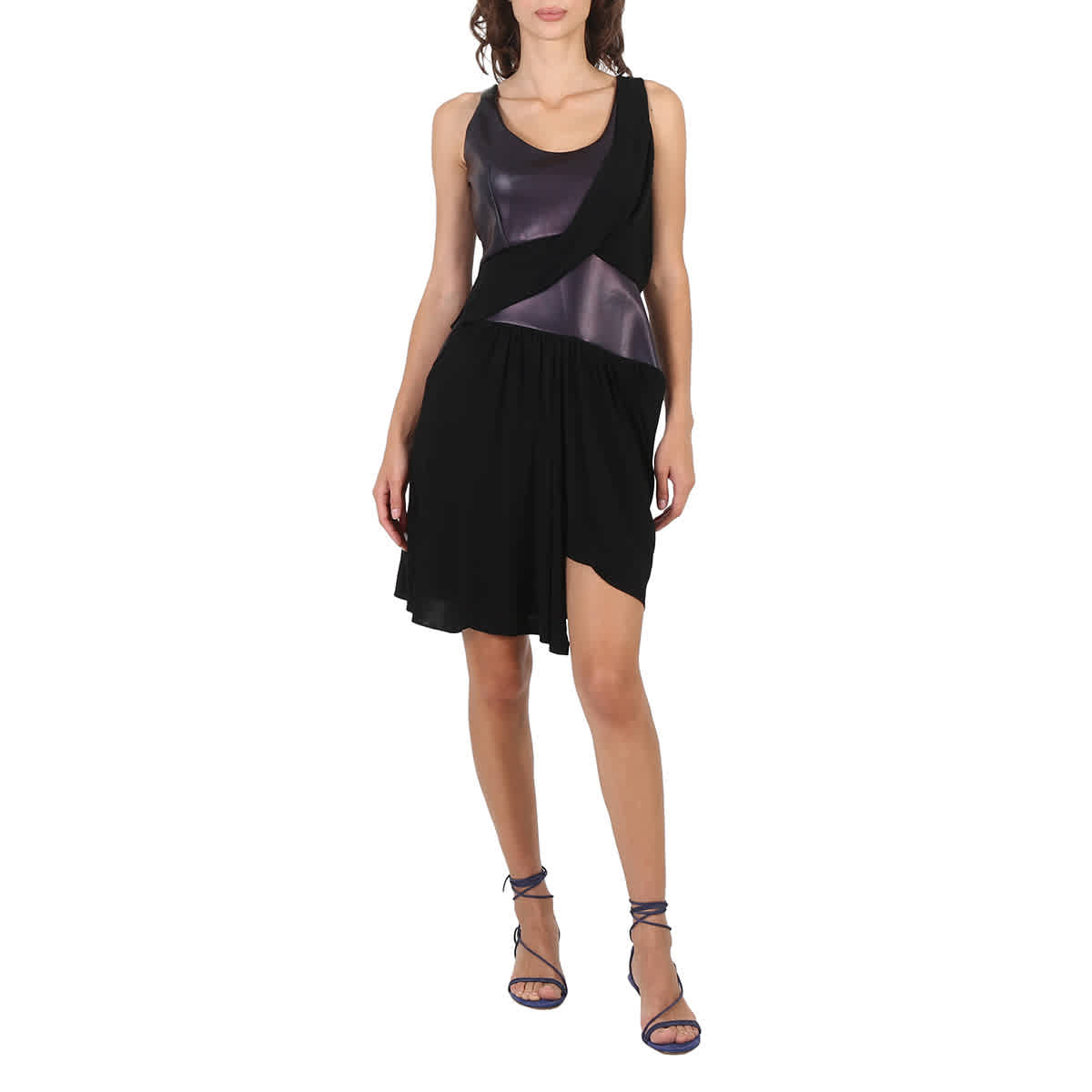 Atlein Ladies Mixed Jersey Draped Dress, Brand Size 38 (US Size 4)