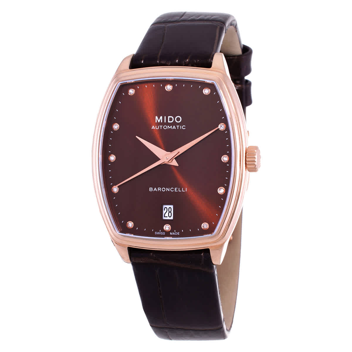 Mido Baroncelli Automatic Diamond Brown Dial Ladies Watch 