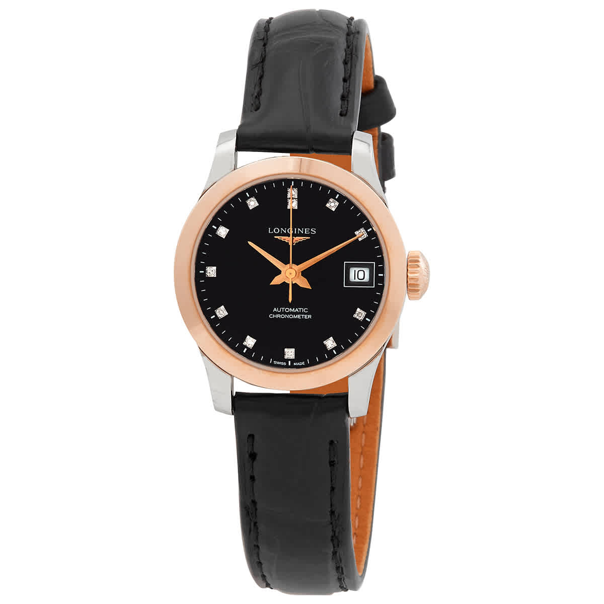 Longines Record Automatic Chronometer Diamond Black Dial Ladies Watch L23205572 1584$