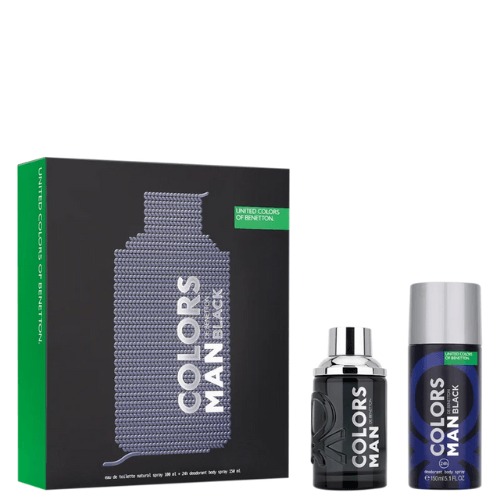 Benetton Mens Colors Black Gift Set Fragrances 8433982022494 22$
