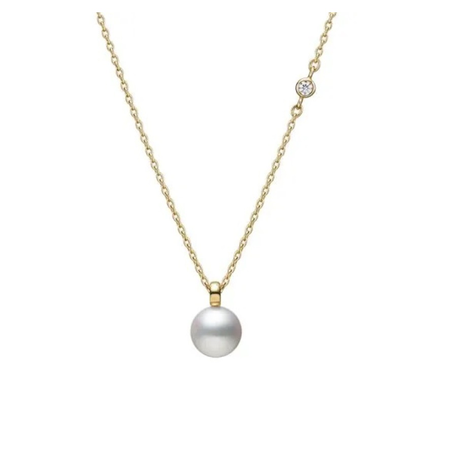 Mikimoto Akoya Cultured Pearl with Diamond Pendant in 18K Yellow Gold - MPQ10159ADXK 2175$