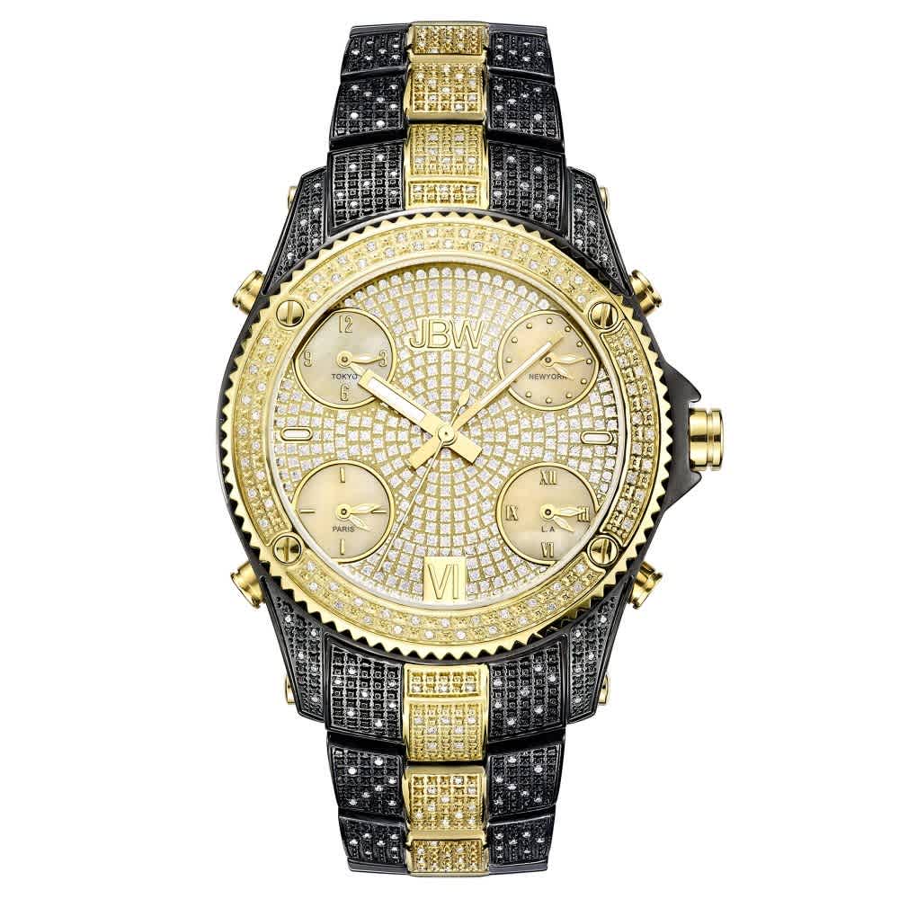 JBW Jet Setter Champagne Crystal Pave Dial Mens Watch JB-6213-D 795$
