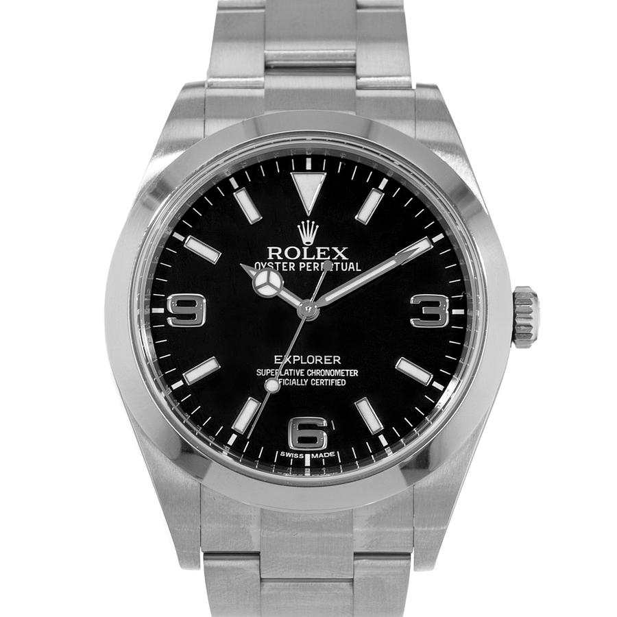 Preowned Rolex Explorer 39 Automatic Chronometer Black Dial Mens Watch 214270 BKAO