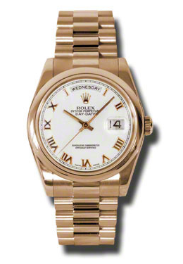 Rolex DayDate White Dial 18K Everose Gold President Automatic Mens Watch 118205WRP