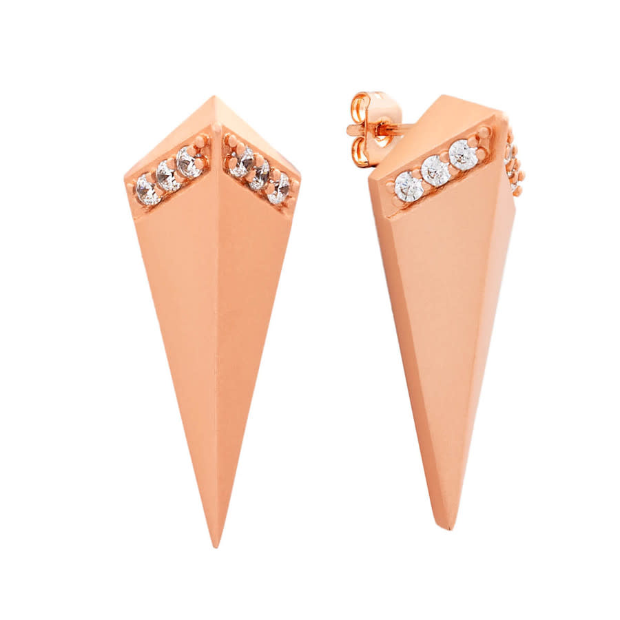 Sole du Soleil Lupine Collection Women's 18k RG Plated Satin Finish Prism Fashion Earring