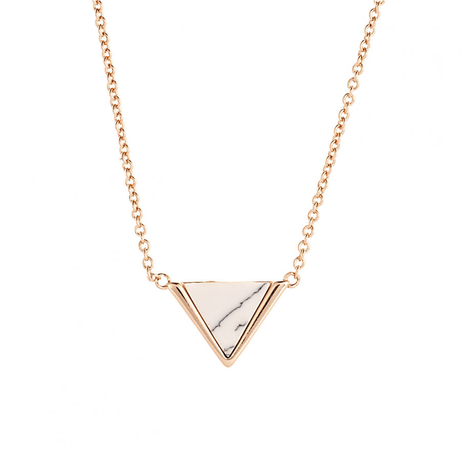 Sole du Soleil Lupine Collection Women's 18k RG Plated Marble Triangle Fashion Necklace