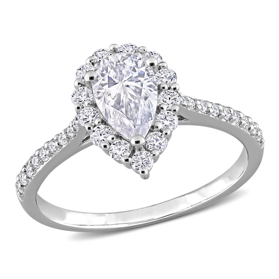 AMOUR 1 38 CT DEW Created Moissanite Teardrop Halo Engagement Ring In Sterling Silver 74$