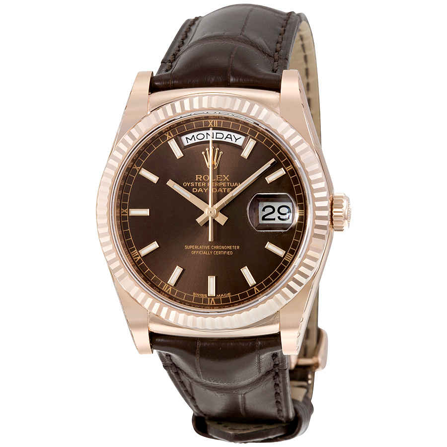 Rolex DayDate President Chocolate Dial 18kt Everose Gold Automatic Mens Watch 118135CHSL