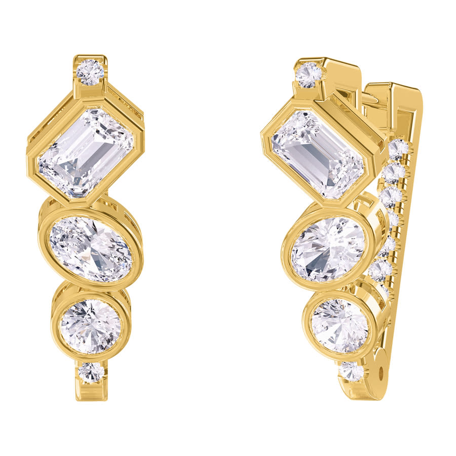 Diamond2Deal 18k Vermeil Plated Silver 3.25 Ct Multi Shape Lab Grown Diamond Fancy Hoop Earrings VVS-VS, E-F