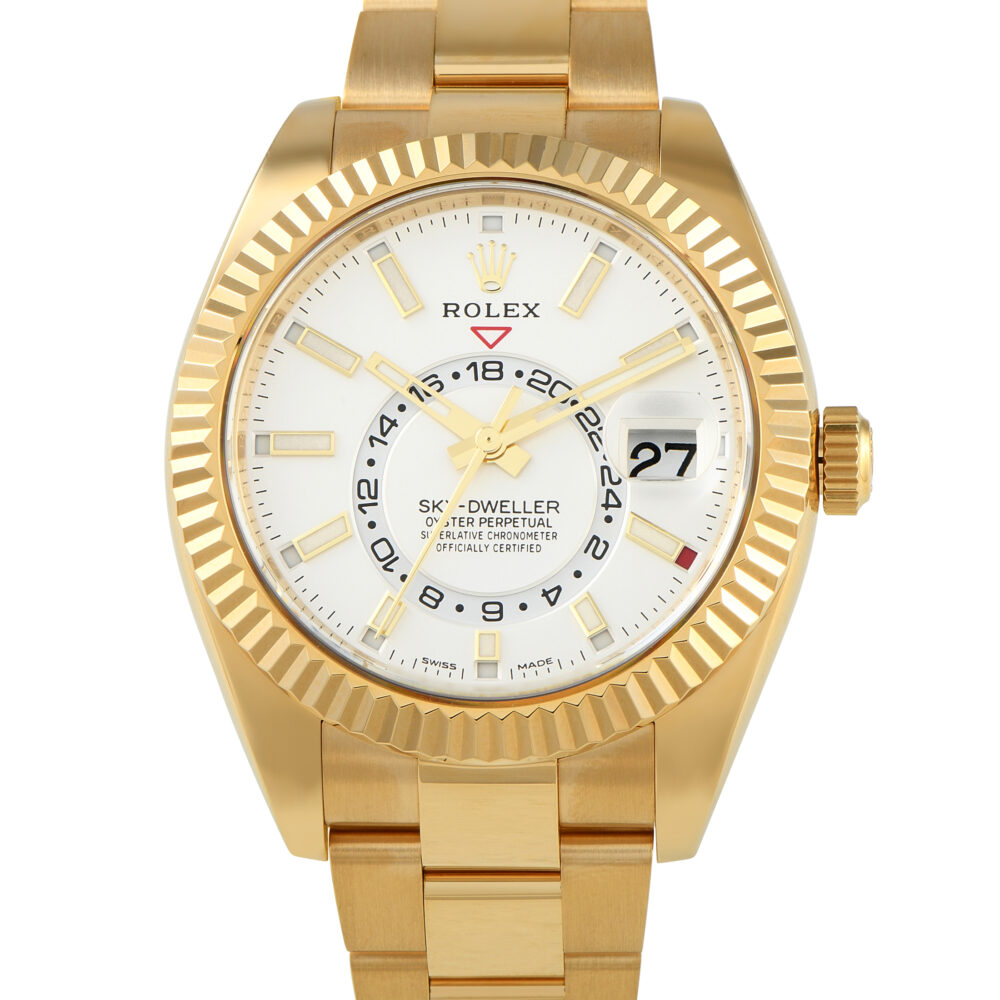 Preowned Rolex Sky Dweller GMT Automatic White Dial Mens Watch 326938WSO