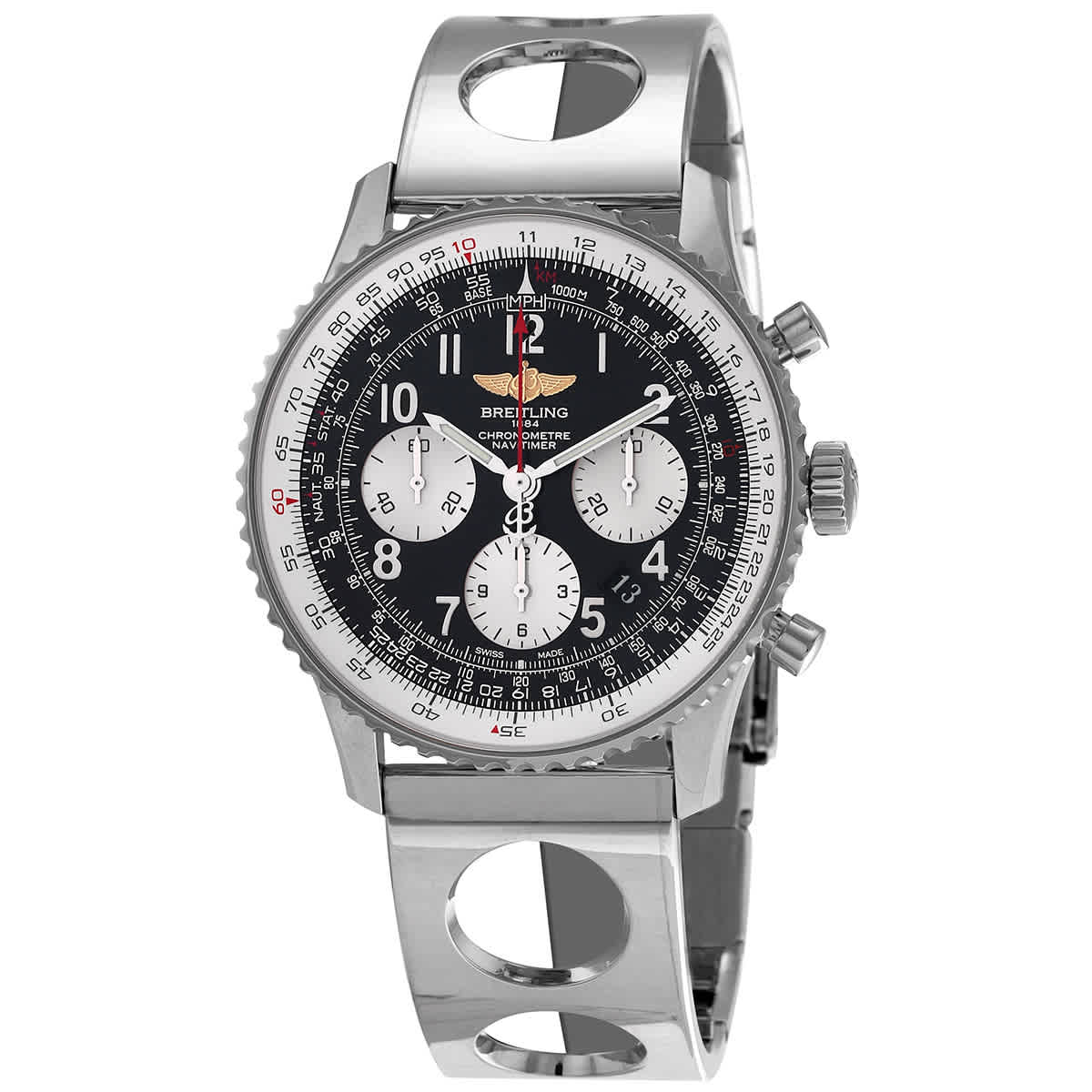 Breitling Navitimer 01 Chronograph Automatic Chronometer Black Dial Mens Watch AB012012BB01222A