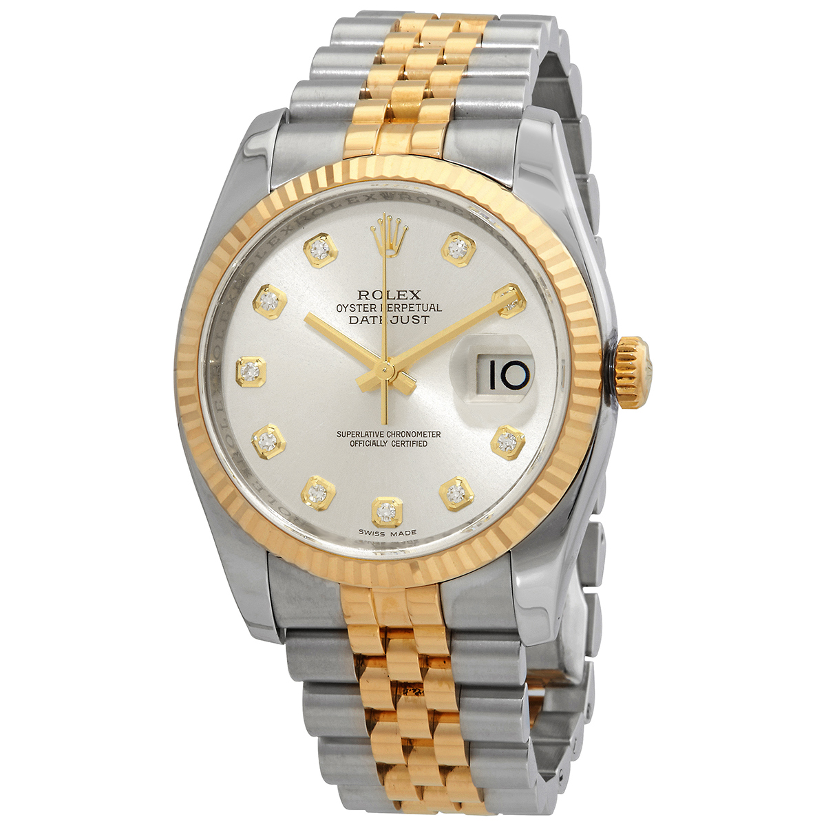 Pre-owned Pre-owned Rolex Datejust Automatic Chronometer Diamond Grey Dial Mens Watch 116233-GYDJ 10195$