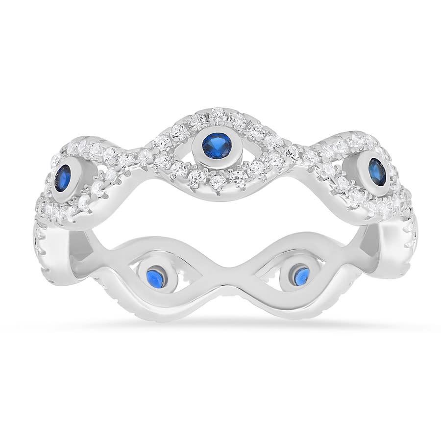 Kylie Harper Sterling Silver CZ Evil Eye Eternity Band Ring 51$