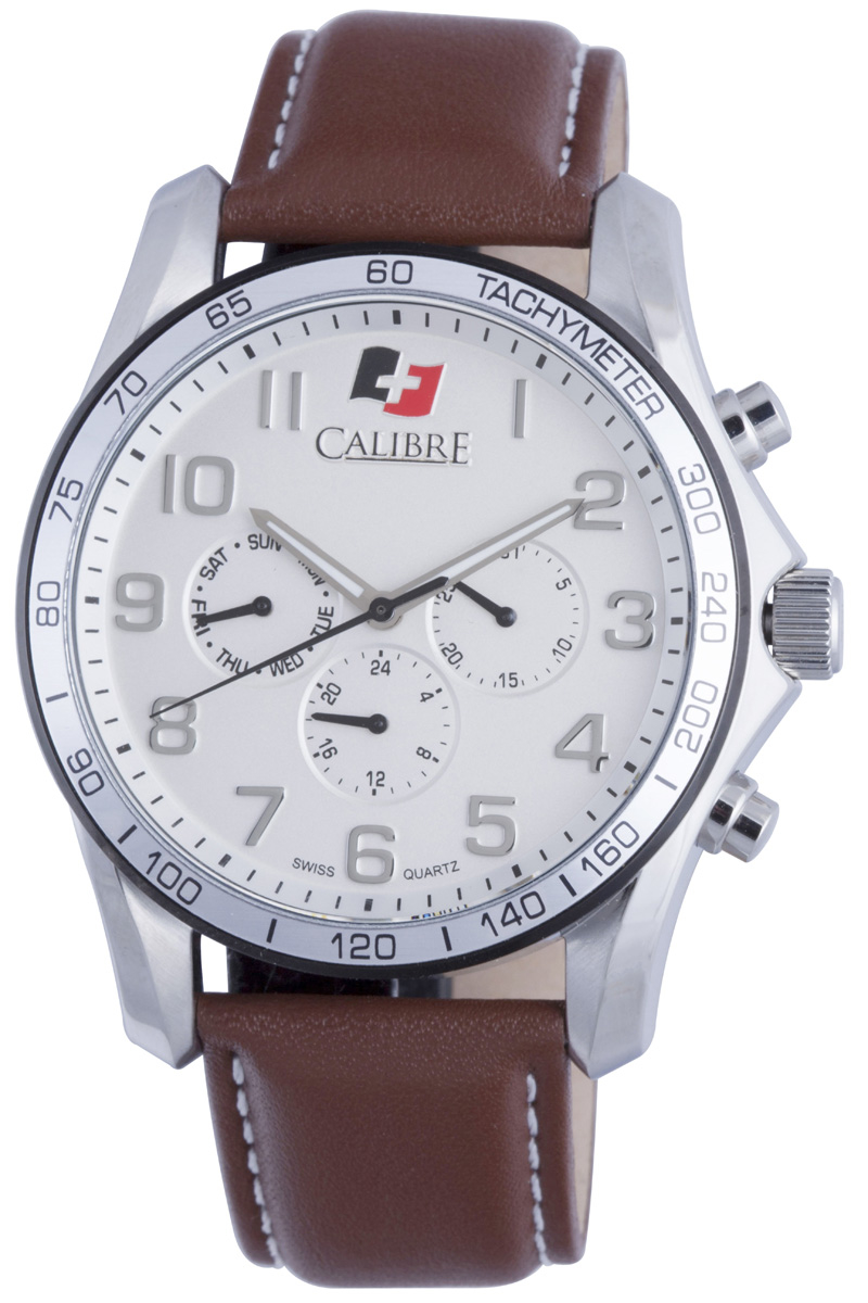 Calibre Buffalo Silver Dial Brown Leather Mens Watch SC-4B1-04-001-7 330$
