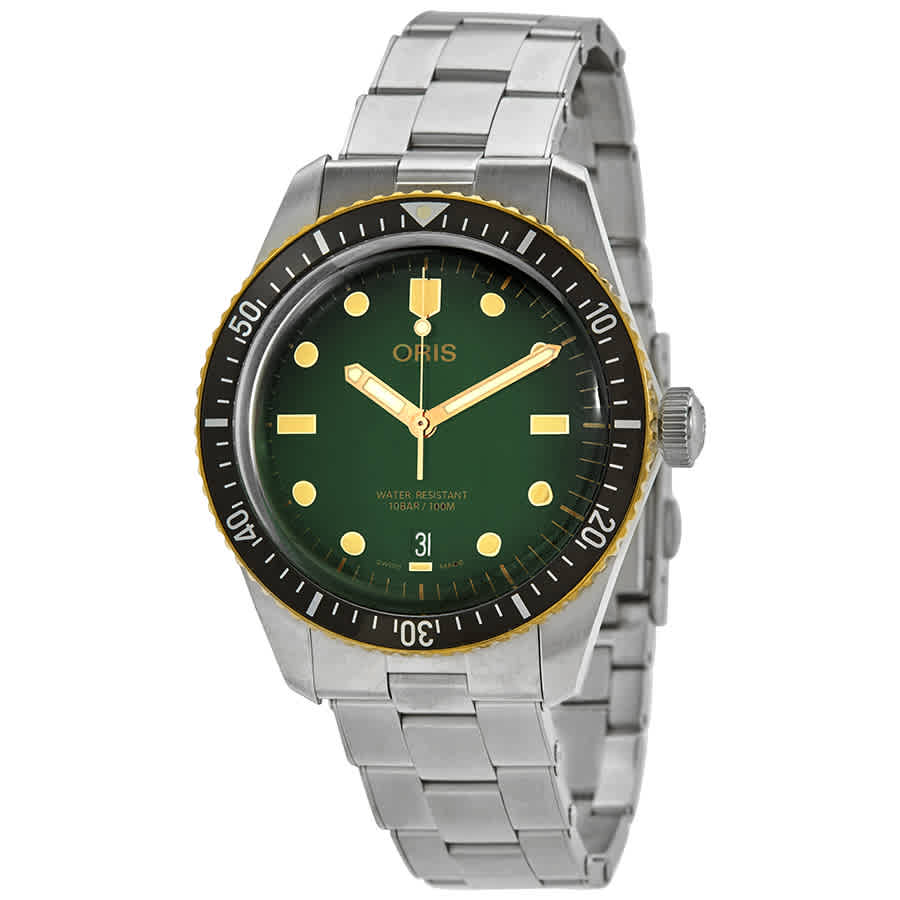 oris green face watch