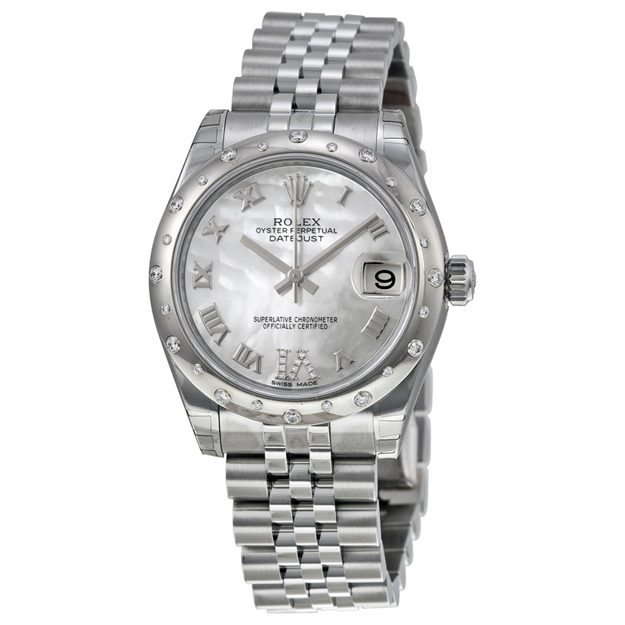 Preowned Rolex Oyster Perpetual Diamond Mother of Pearl Dial Ladies Watch 178344MRDJ