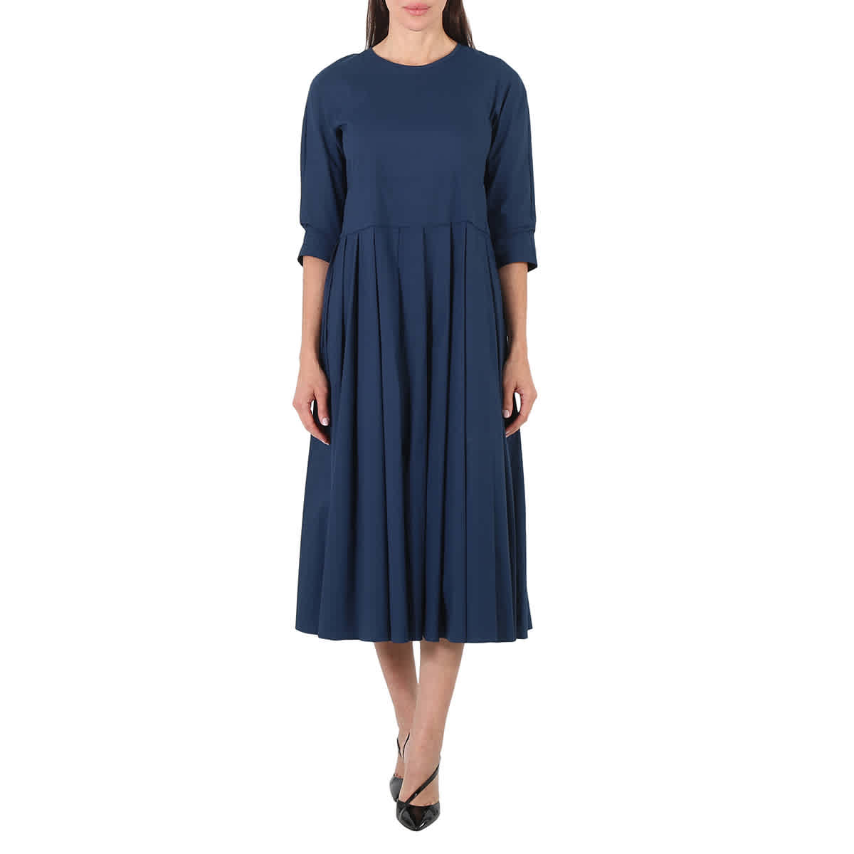 Lucia printed cotton midi dress in blue - S Max Mara