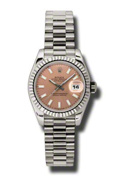 Rolex LadyDatejust 26 Pink Dial 18K White Gold President Automatic Ladies Watch 179179PSP