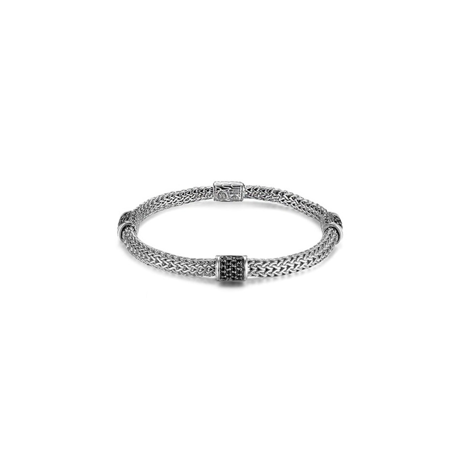 John Hardy Classic Chain Black Sapphire Sterling Silver Four Station Bracelet - Bbs9694blsxum 1250$