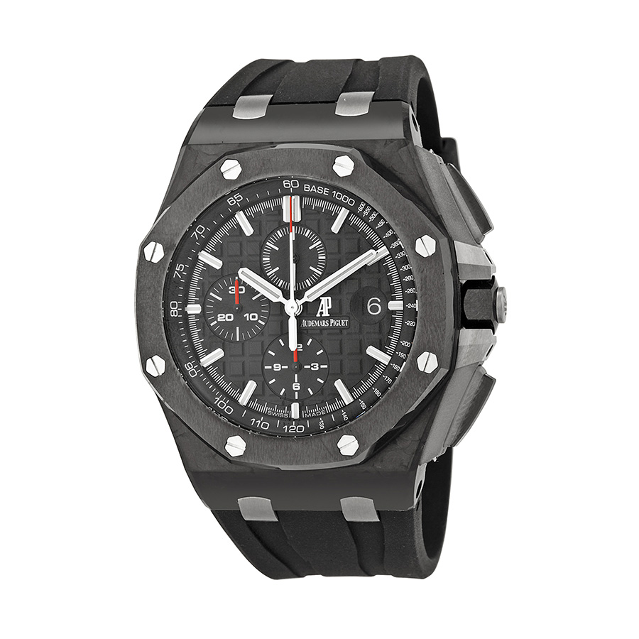 Pre-owned Audemars Piguet Royal Oak Offshore Chronograph Black Mega Tapisserie design Dial Mens Watch 26400AUOOA002CA01 25500$