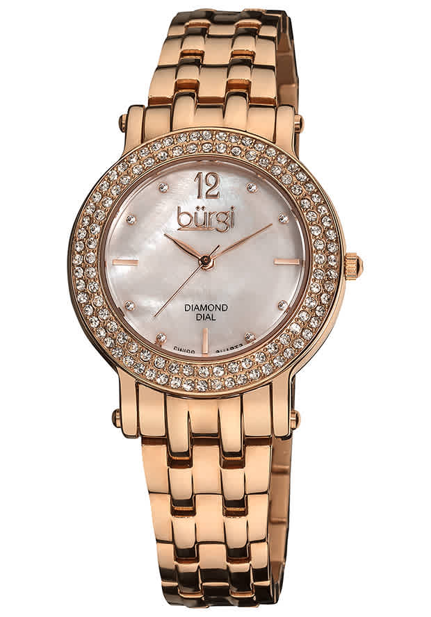 Burgi White Mother of Pearl Dial Ladies Watch BUR079RG 71$