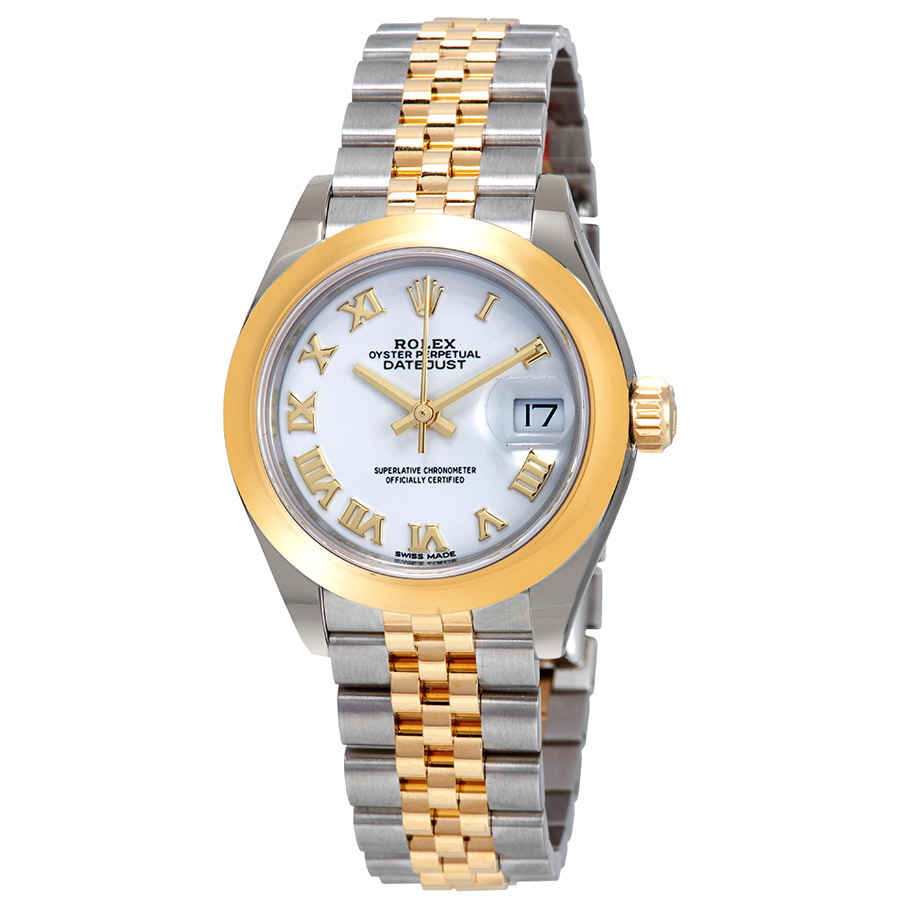 Rolex LadyDatejust White Dial Automatic Ladies 18kt Yellow Gold and Steel Jubilee Watch 279163WRJ