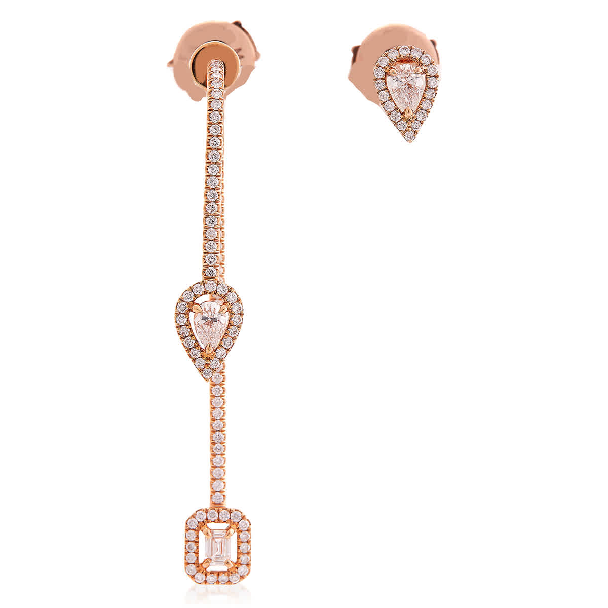 Messika My Twin Hook and Stud Pink Gold Diamond Earrings 3598$